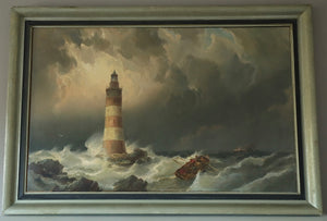 EYE CATCHING PAINTING OF LIGHTHOUSE IN A STORM
