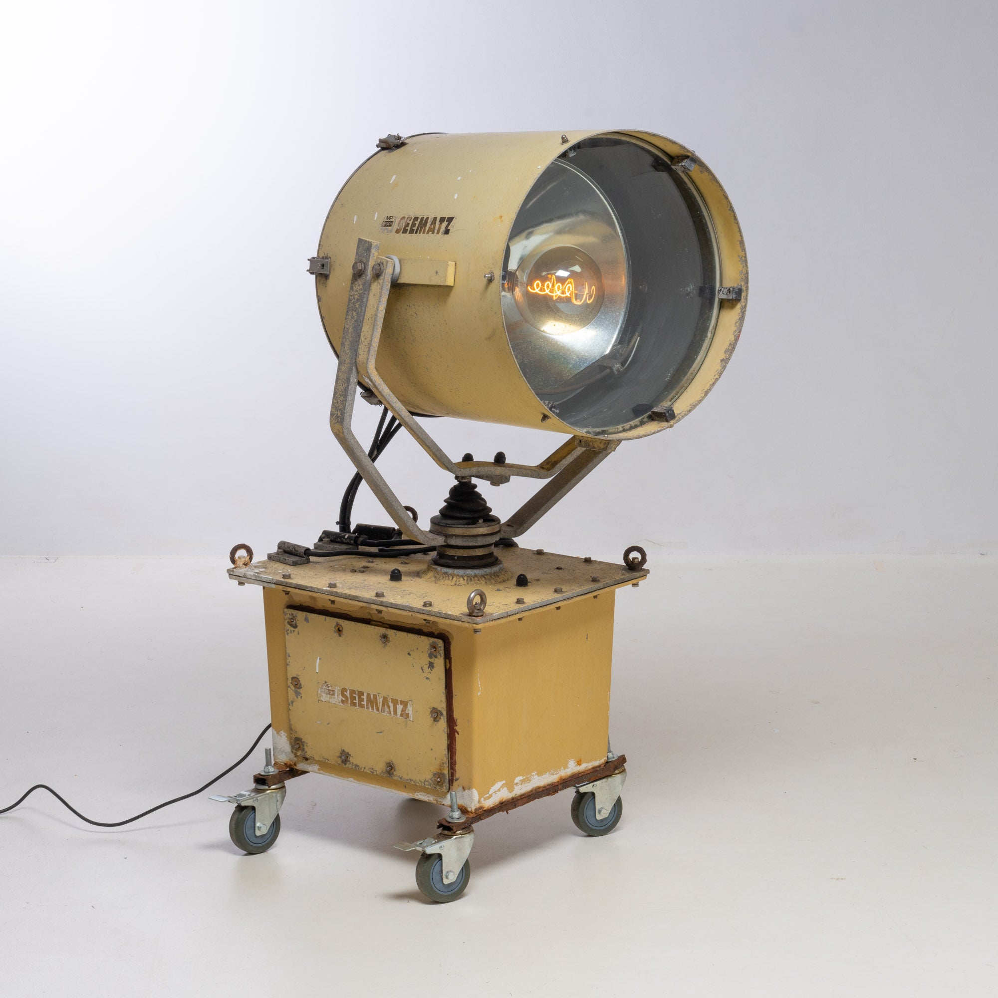 SEARCH LIGHT, CONVERTED TO COOL INDUSTRIAL LAMP