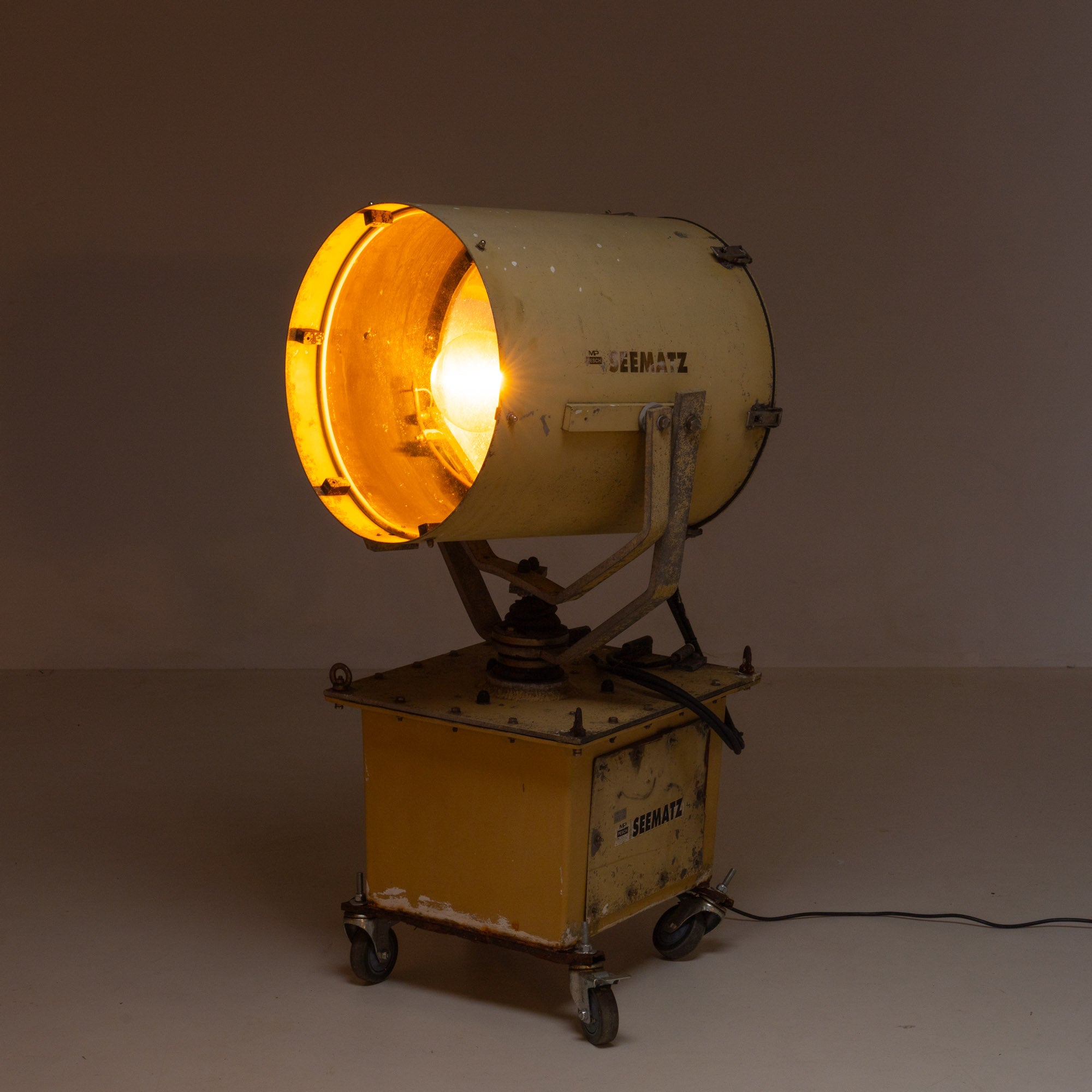 SEARCH LIGHT, CONVERTED TO COOL INDUSTRIAL LAMP