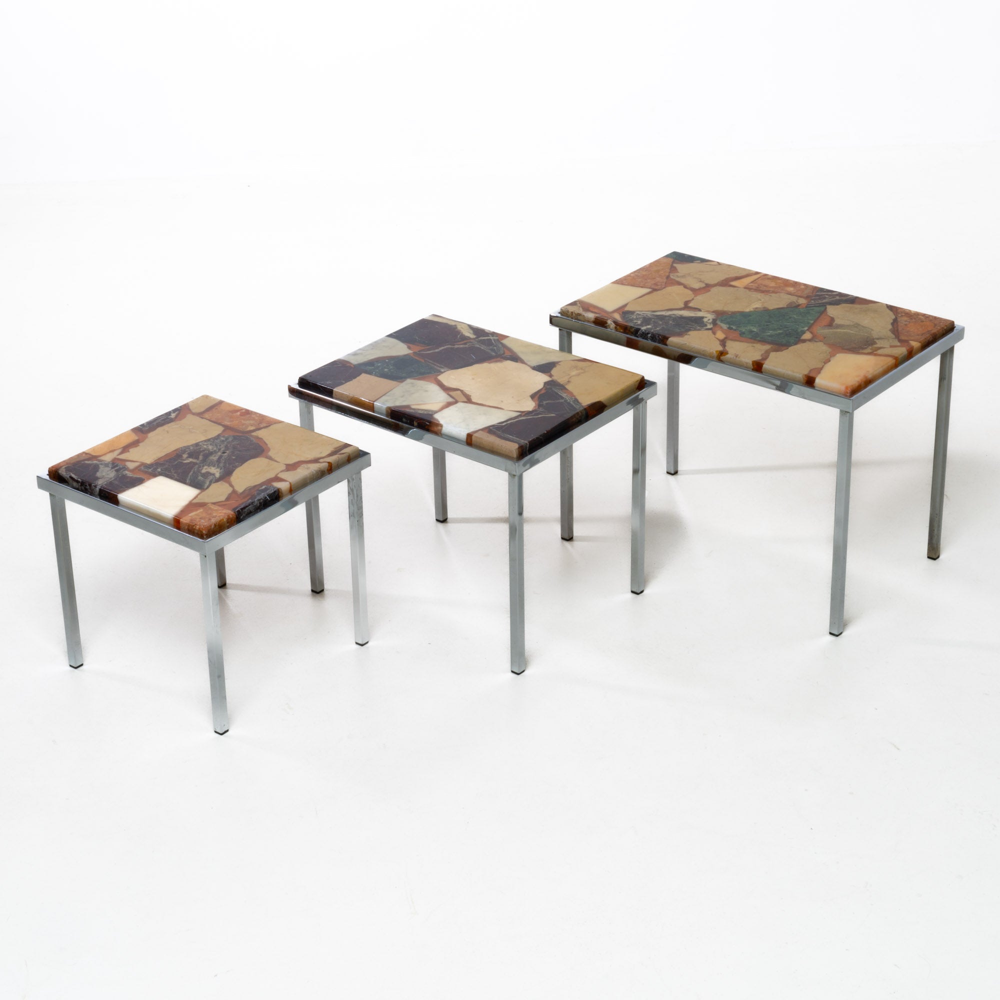 DECORATIVE SET OF THREE SIDE-TABLES, 1960S
