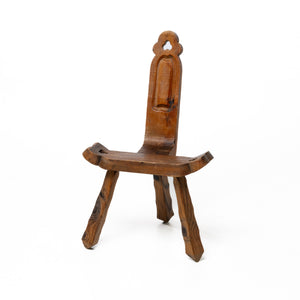 BRUTALIST TRIPOD CHAIR, HANDCARVED, SPAIN, 1960S
