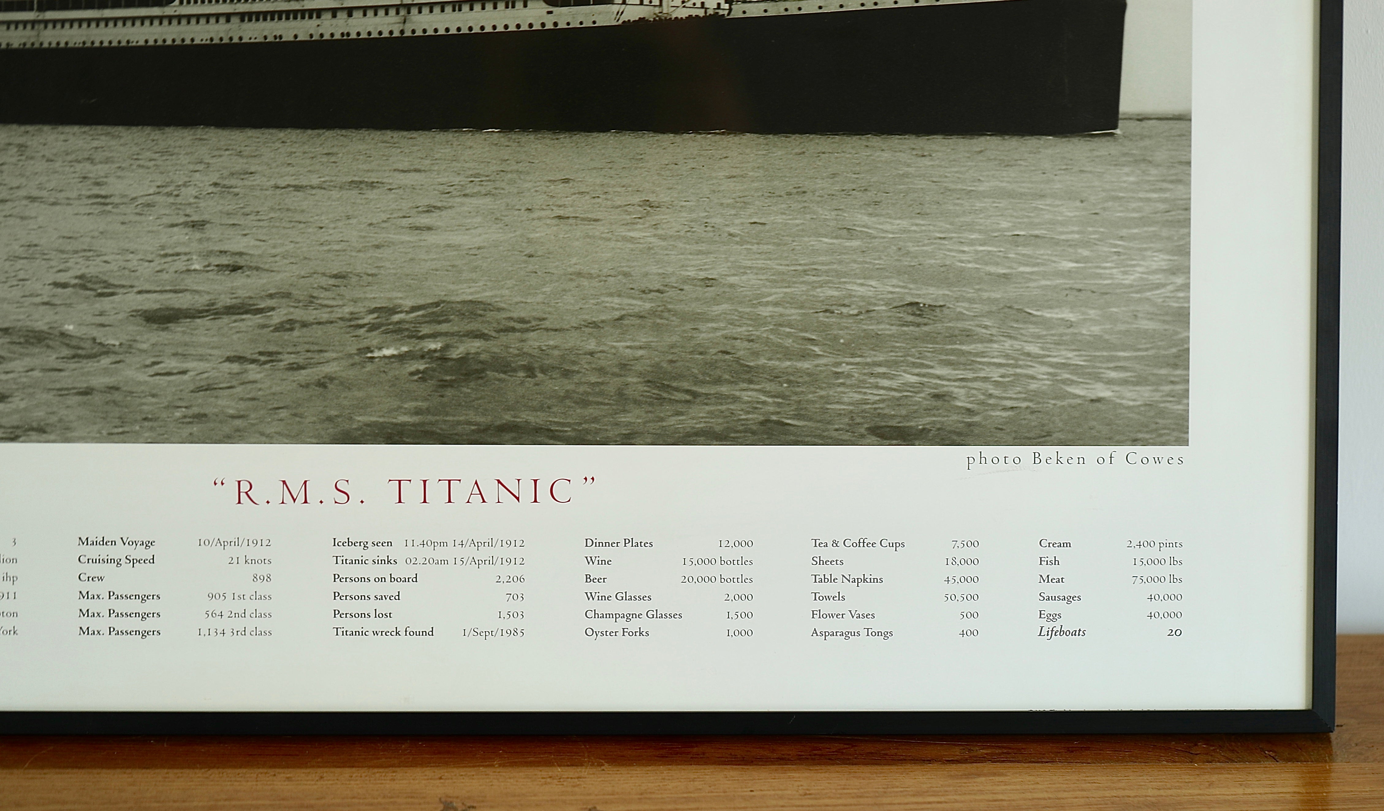 BEAUTIFUL FRAMED POSTER OF THE TITANIC